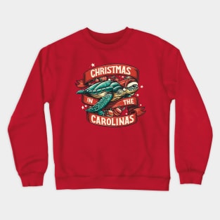 Christmas In The Carolinas Sea Turtle With Santa Hat Crewneck Sweatshirt